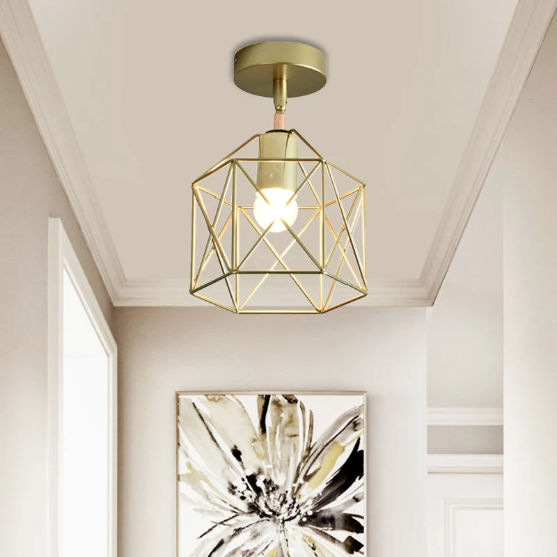 Cadre cylindrique/carré en métal, éclairage semi-monté, luminaire de plafond élégant pour Loft, chambre à coucher, 1 ampou...