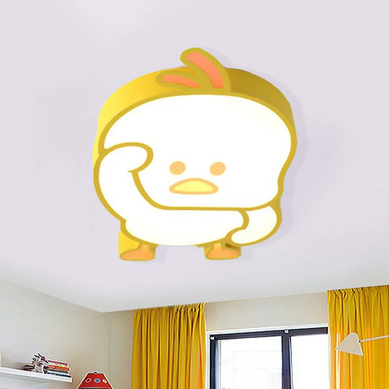 Canard jaune LED encastré éclairage dessin animé métallique encastré plafonnier pour pépinière Clearhalo