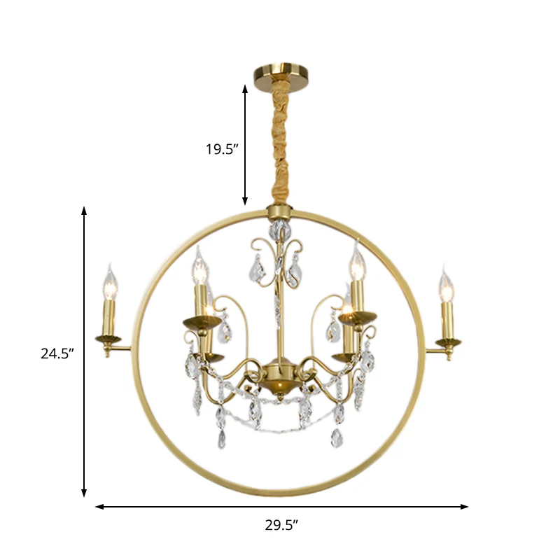 Candélabre en métal, suspension de plafond, lustre moderne en laiton à 6/8 lumières avec goutte de cristal Clearhalo
