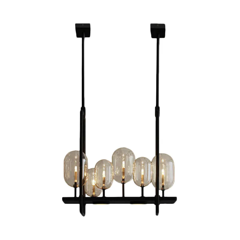 Capsule Restaurant Island Lighting Industriel Ambre Verre 6/8 Ampoules Noir Luminaire Suspendu Clearhalo