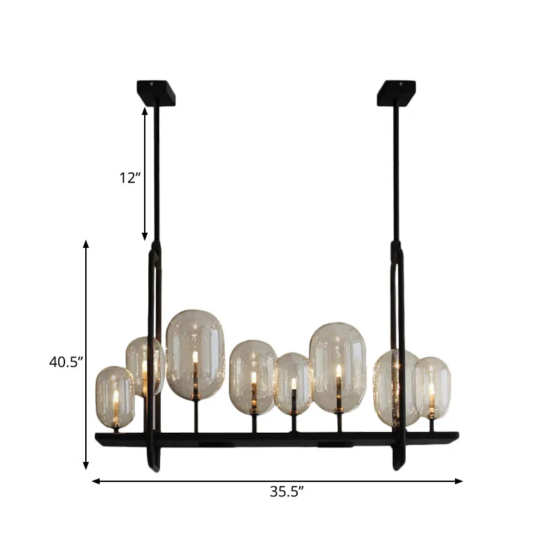 Capsule Restaurant Island Lighting Industriel Ambre Verre 6/8 Ampoules Noir Luminaire Suspendu Clearhalo