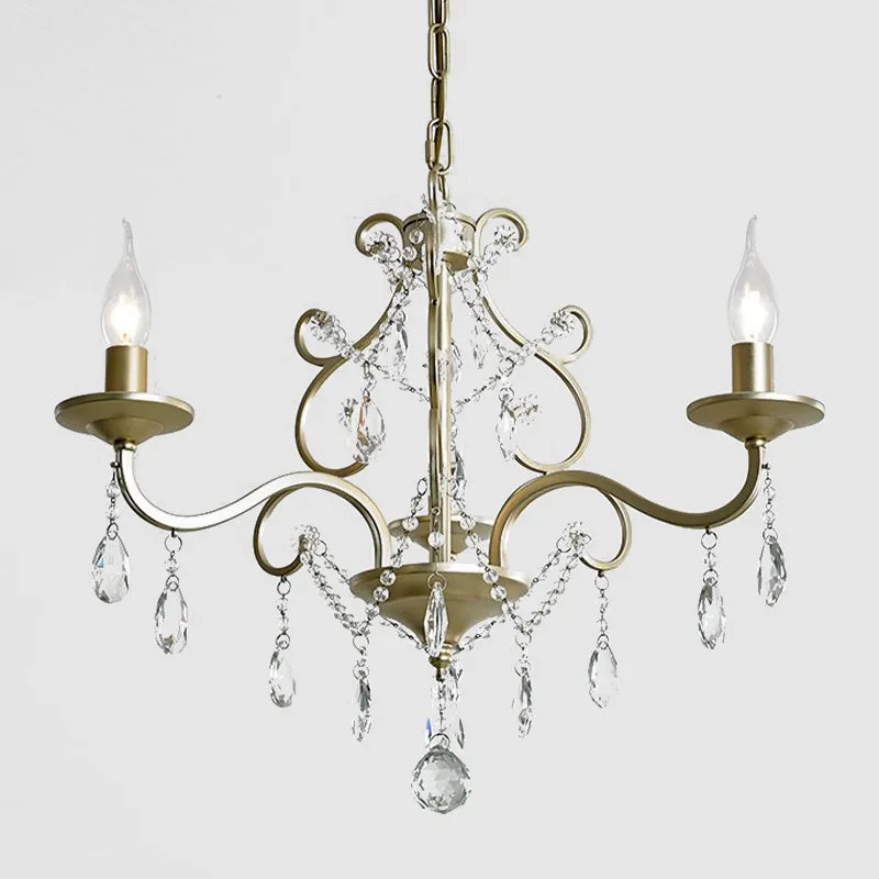 Chandelier en cristal goutte à goutte, suspension de plafond traditionnelle à 3 lumières, lustre de chambre d'amis en or C...