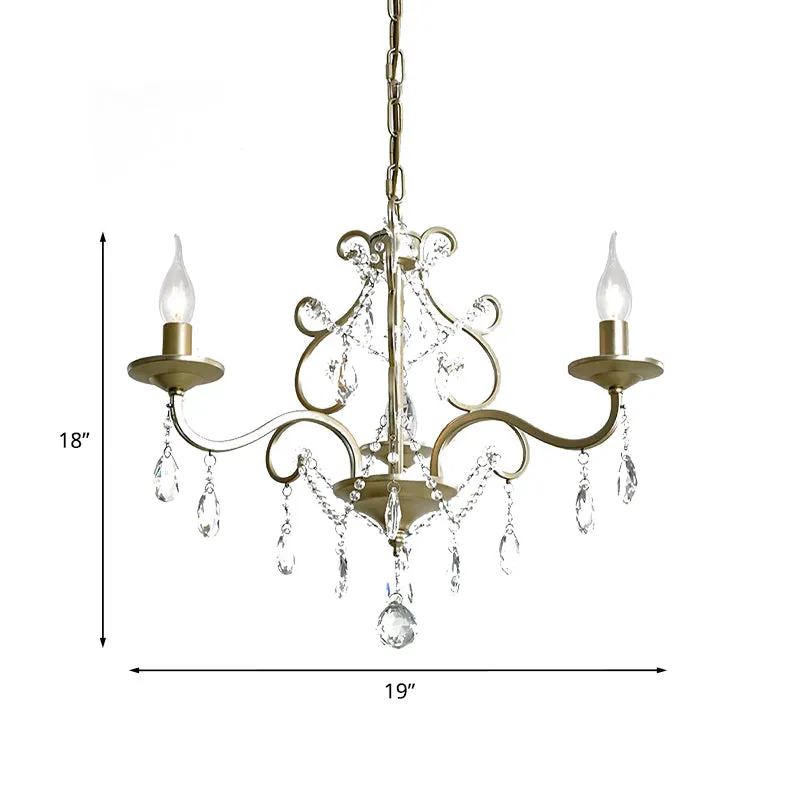 Chandelier en cristal goutte à goutte, suspension de plafond traditionnelle à 3 lumières, lustre de chambre d'amis en or C...