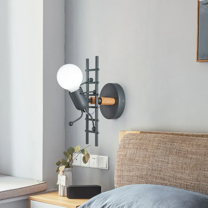Échelle bâton homme éclairage mural décoratif en métal 1 tête chevet applique murale Clearhalo