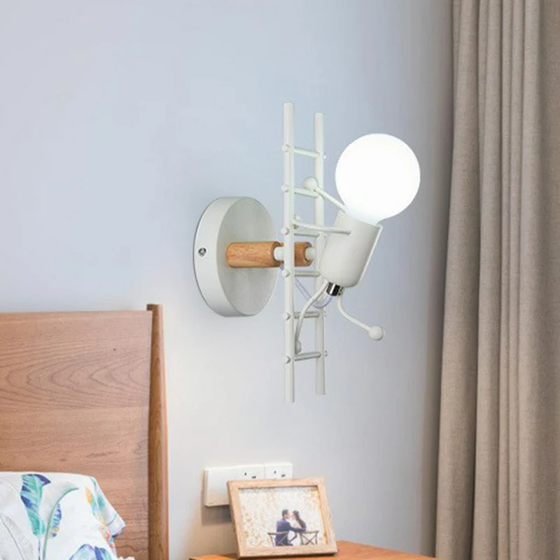 Échelle bâton homme éclairage mural décoratif en métal 1 tête chevet applique murale Clearhalo