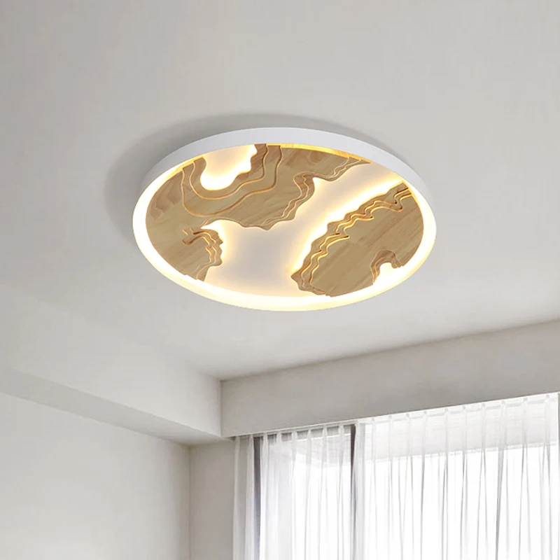 Circle Great Room Plafonnier LED en métal à montage encastré 16"/19,5"/23,5" W avec design en bois massif en blanc/or Clea...