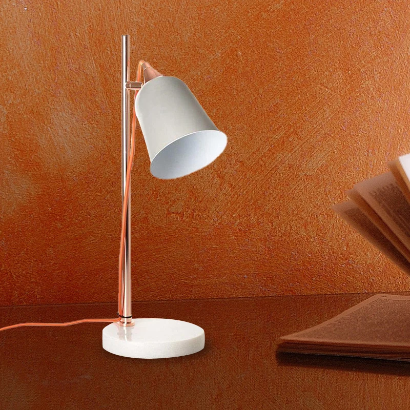 Éclairage de bureau en forme de tasse gris/rose, lampe de bureau en métal à 1 ampoule de Style nordique avec Base en marbr...