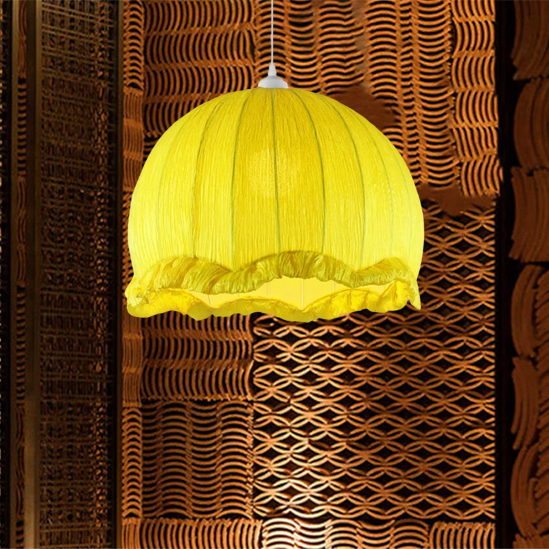 Éclairage de chevet en forme de dôme, suspension en tissu, 1 ampoule, 12 "/ 16", lampe suspendue moderne avec bordure fest...