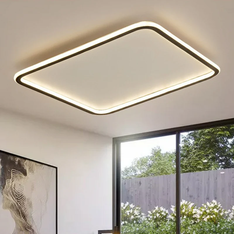 Éclairage encastré à cadre rectangulaire Luminaire encastré minimaliste en acrylique noir à LED Clearhalo
