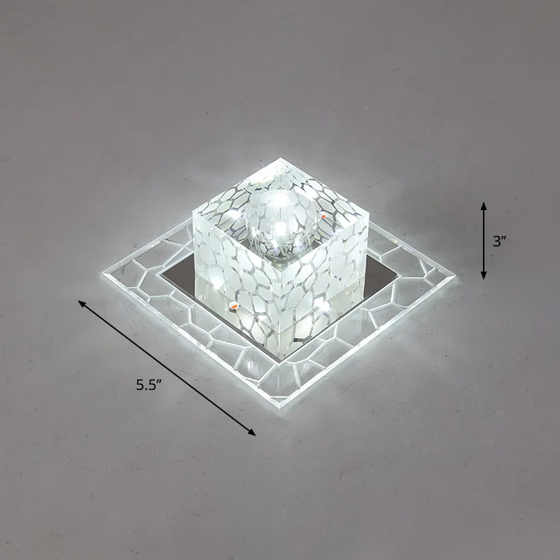 Éclairage encastré carré en cristal, luminaire encastré minimaliste à LED clair pour le passage Clearhalo