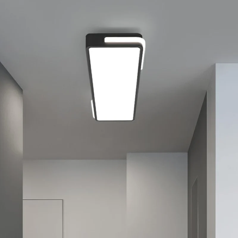 Éclairage encastré de couloir rectangulaire en acrylique, plafonnier LED minimaliste en noir Clearhalo