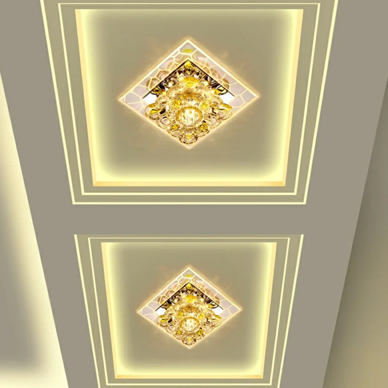 Éclairage encastré en cristal carré, luminaire LED clair et minimaliste pour couloir Clearhalo