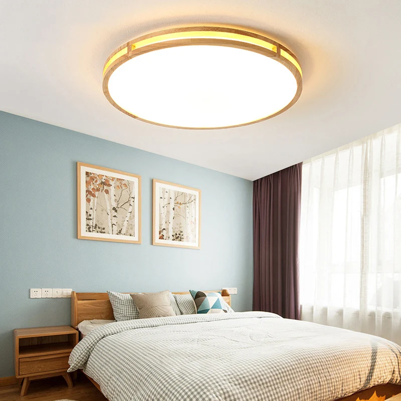 Éclairage encastré de forme circulaire Luminaire encastré minimaliste en bois pour chambre à coucher LED Clearhalo