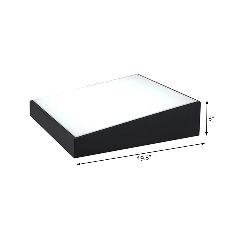 Éclairage encastré à LED contemporain de 16 "/ 19,5" de large avec abat-jour en métal, plafonnier trapézoïdal blanc/noir e...