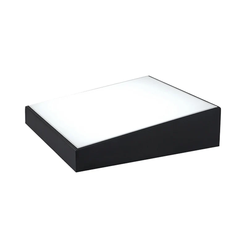 Éclairage encastré à LED contemporain de 16 "/ 19,5" de large avec abat-jour en métal, plafonnier trapézoïdal blanc/noir e...