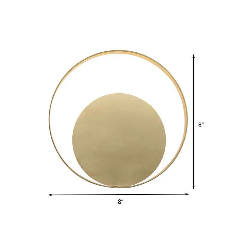 Éclairage mural circulaire doré, applique LED traditionnelle en métal, lumière blanche chaude/blanche pour le salon Clearhalo