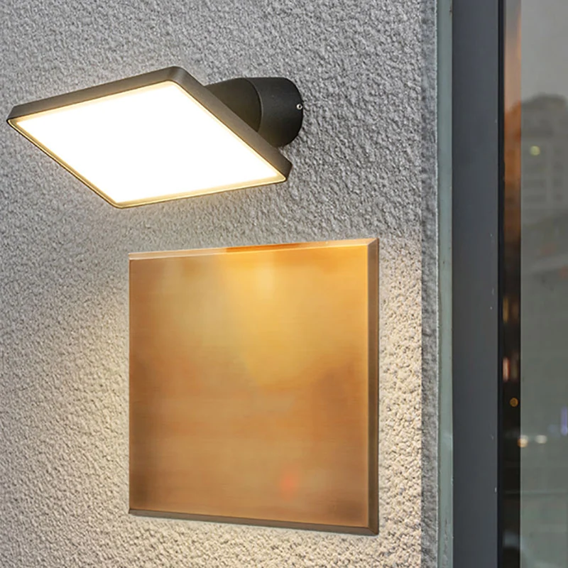 Éclairage mural contemporain à LED quadrate, éclairage métallique pour applique murale de cour en noir Clearhalo