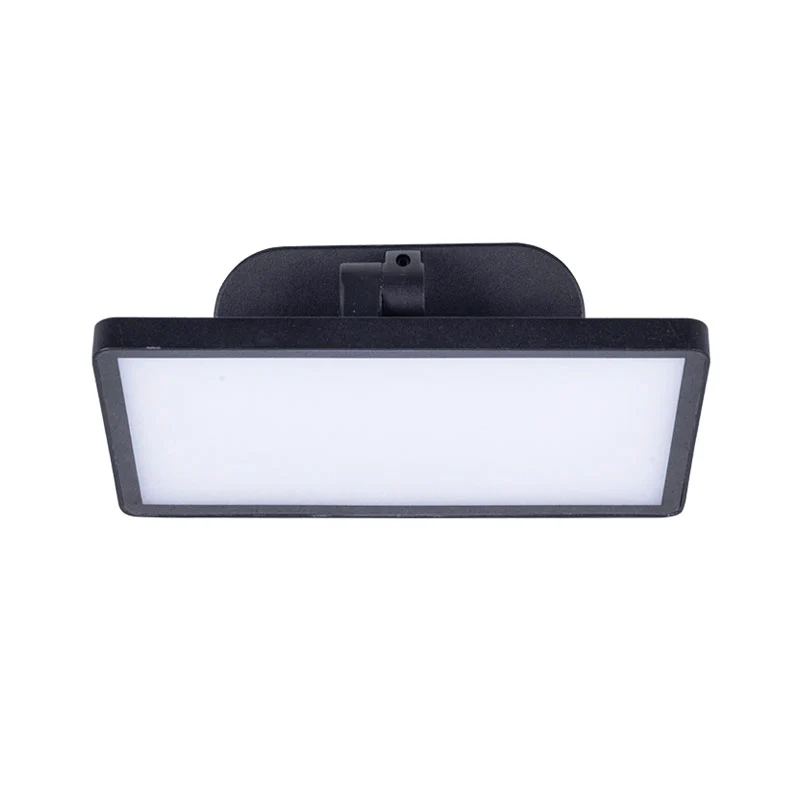 Éclairage mural contemporain à LED quadrate, éclairage métallique pour applique murale de cour en noir Clearhalo