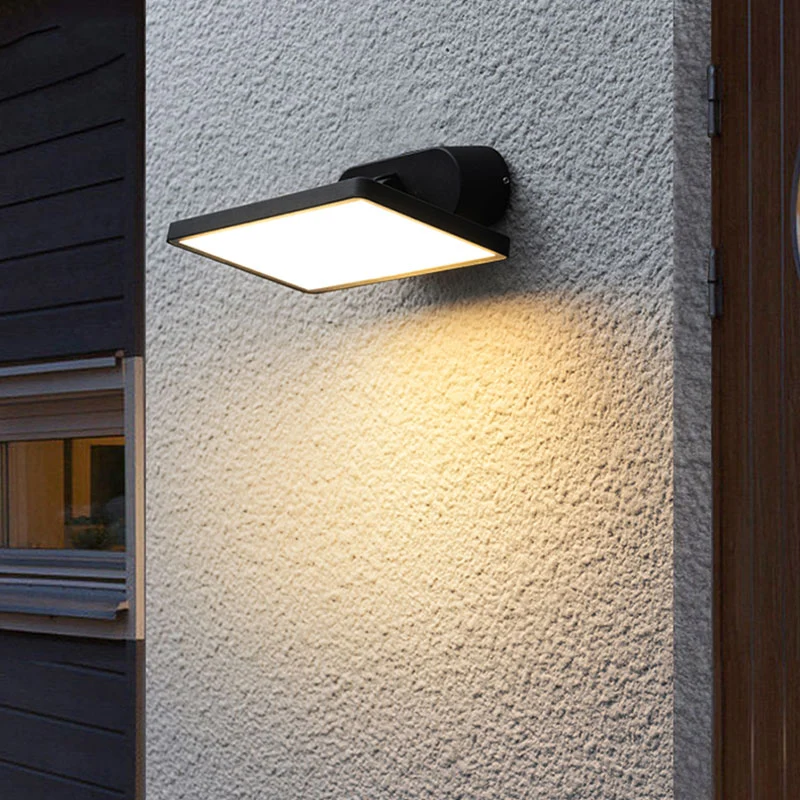 Éclairage mural contemporain à LED quadrate, éclairage métallique pour applique murale de cour en noir Clearhalo