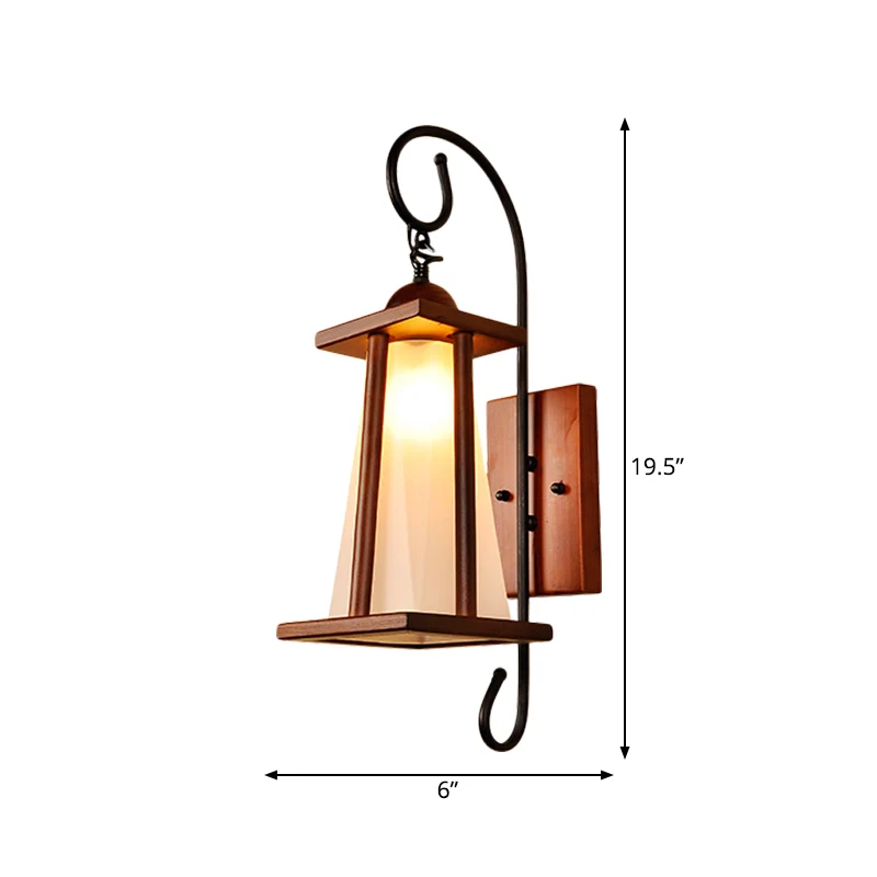 Éclairage mural trapézoïdal pour chambre à coucher, applique murale rustique en verre givré à 1 lumière marron avec cadre...