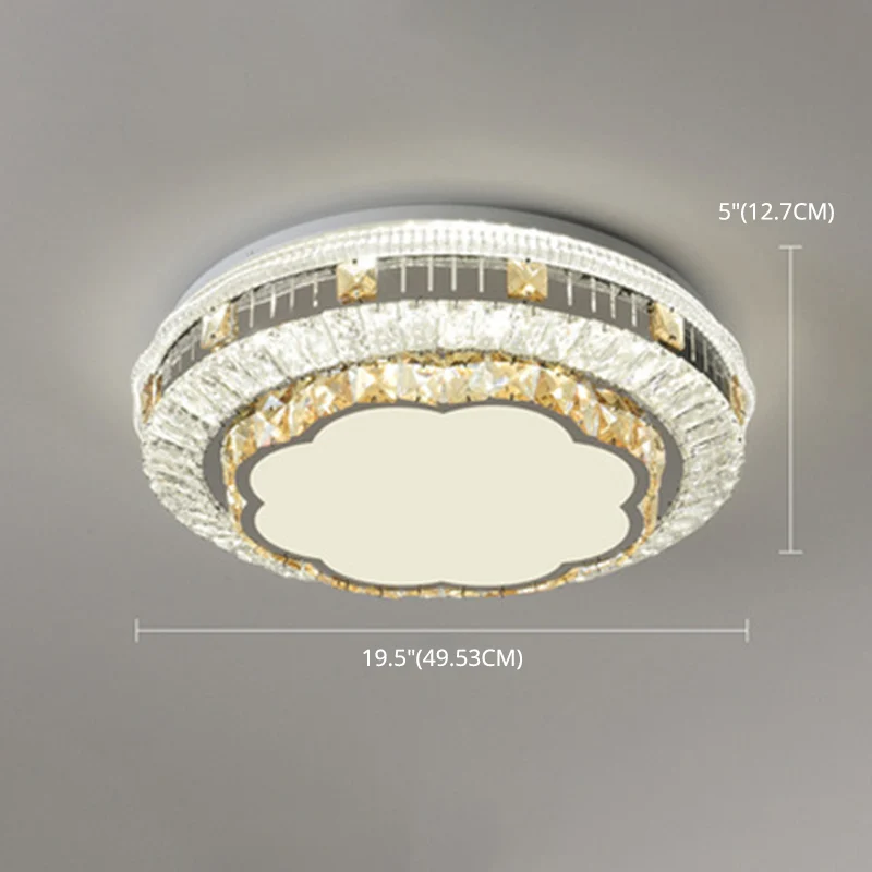 Éclairage de plafond de chambre à coucher de tambour incrusté de cristal LED plafonnier moderne en blanc Clearhalo