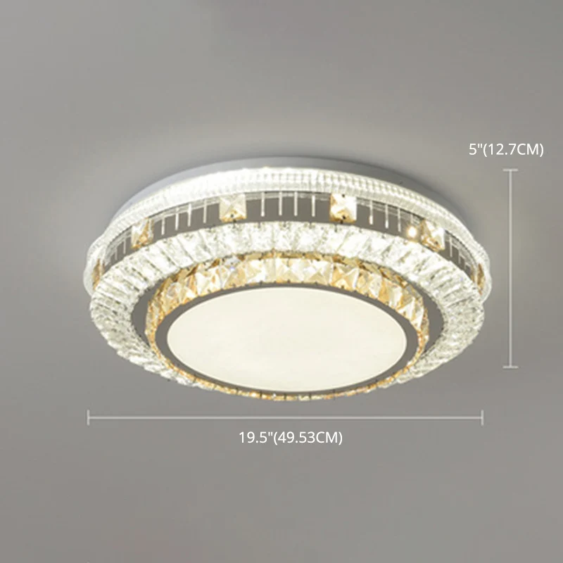 Éclairage de plafond de chambre à coucher de tambour incrusté de cristal LED plafonnier moderne en blanc Clearhalo