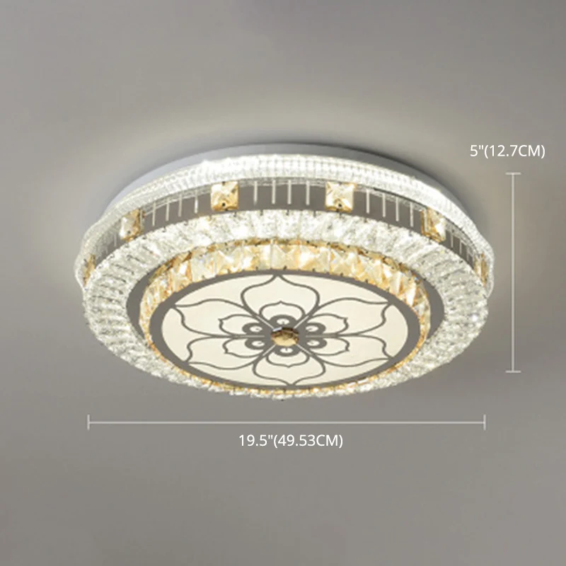 Éclairage de plafond de chambre à coucher de tambour incrusté de cristal LED plafonnier moderne en blanc Clearhalo