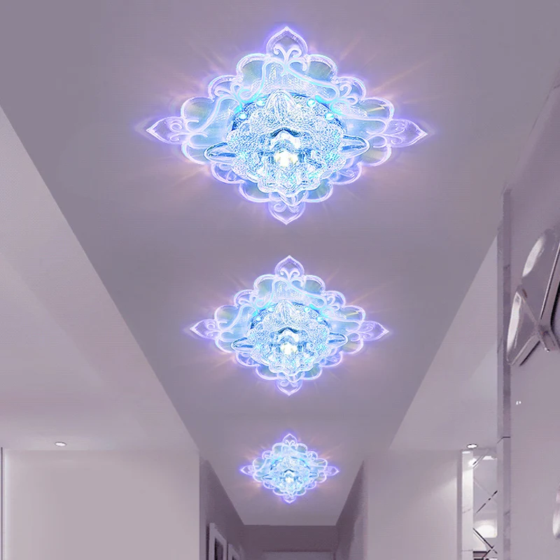 Éclairage de plafond en cristal biseauté clair, LED florale, montage encastré de style contemporain, multicolore/blanc/lum...