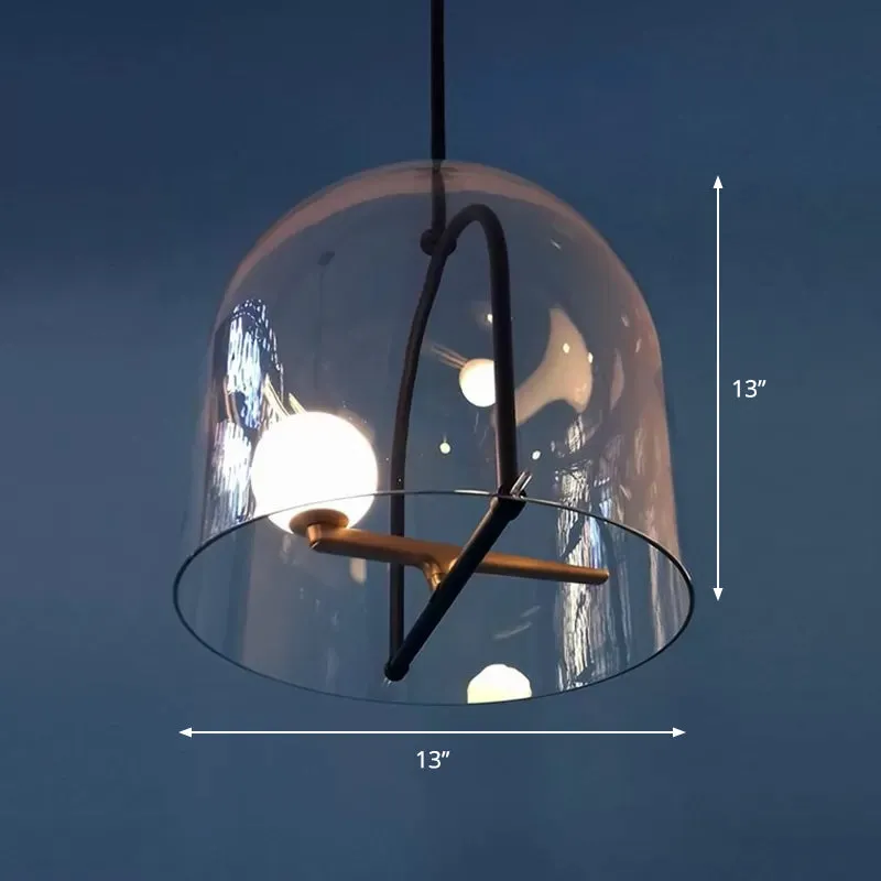 Éclairage de plafond cylindrique contemporain verre clair 1 tête salon luminaire suspendu Clearhalo