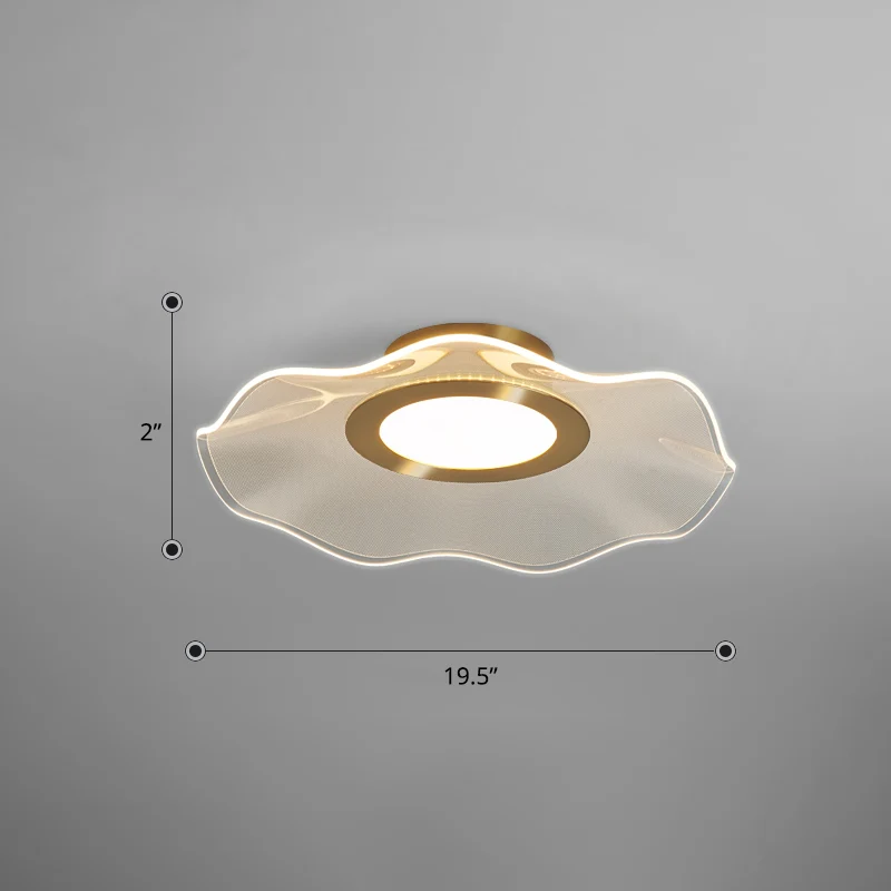 Éclairage de plafond en forme de feuille de Lotus en acrylique, lumière LED artistique à encastrer en or pour chambre à co...