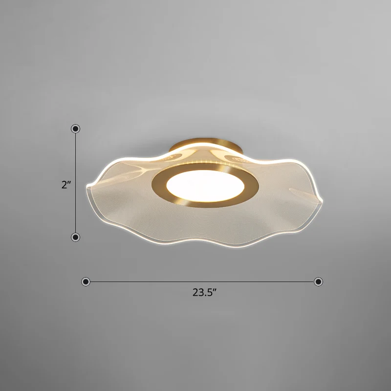 Éclairage de plafond en forme de feuille de Lotus en acrylique, lumière LED artistique à encastrer en or pour chambre à co...