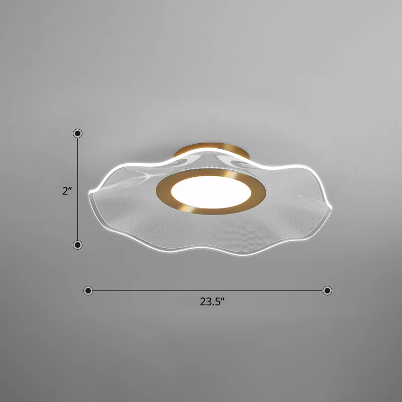 Éclairage de plafond en forme de feuille de Lotus en acrylique, lumière LED artistique à encastrer en or pour chambre à co...