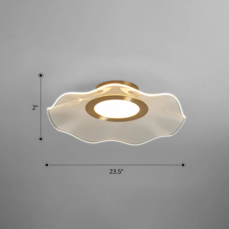 Éclairage de plafond en forme de feuille de Lotus en acrylique, lumière LED artistique à encastrer en or pour chambre à co...
