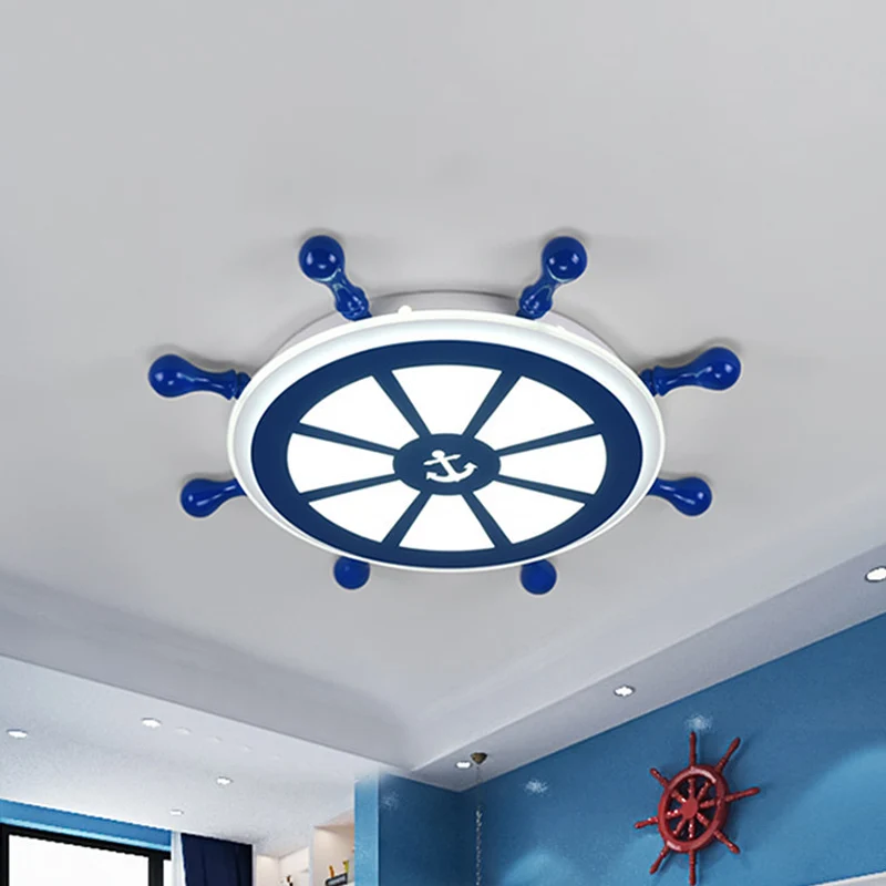 Éclairage de plafond à gouvernail en acrylique pour enfants, plafonnier LED bleu de 21,5 "/ 25,5" de large en lumière chau...