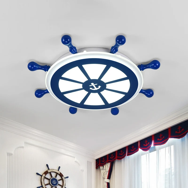 Éclairage de plafond à gouvernail en acrylique pour enfants, plafonnier LED bleu de 21,5 "/ 25,5" de large en lumière chau...