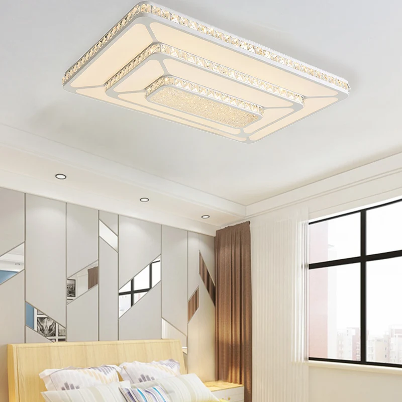 Éclairage de plafond à LED en cristal moderniste encastré rectangulaire blanc avec diffuseur en acrylique Clearhalo