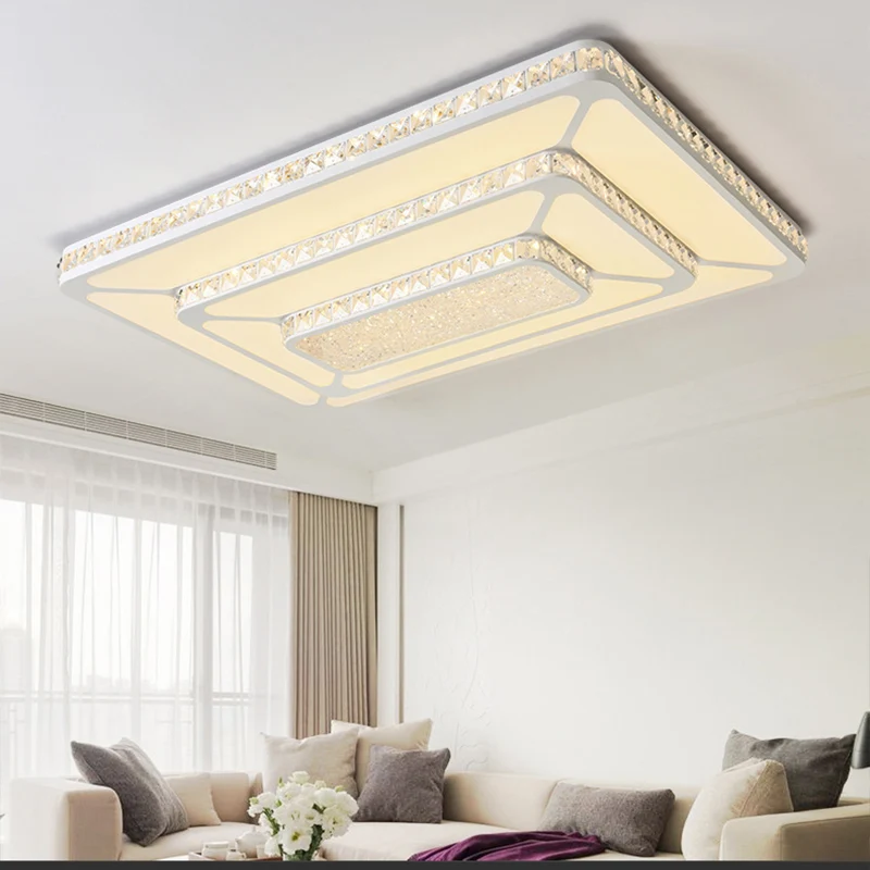 Éclairage de plafond à LED en cristal moderniste encastré rectangulaire blanc avec diffuseur en acrylique Clearhalo