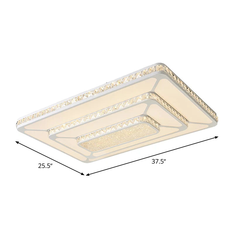 Éclairage de plafond à LED en cristal moderniste encastré rectangulaire blanc avec diffuseur en acrylique Clearhalo