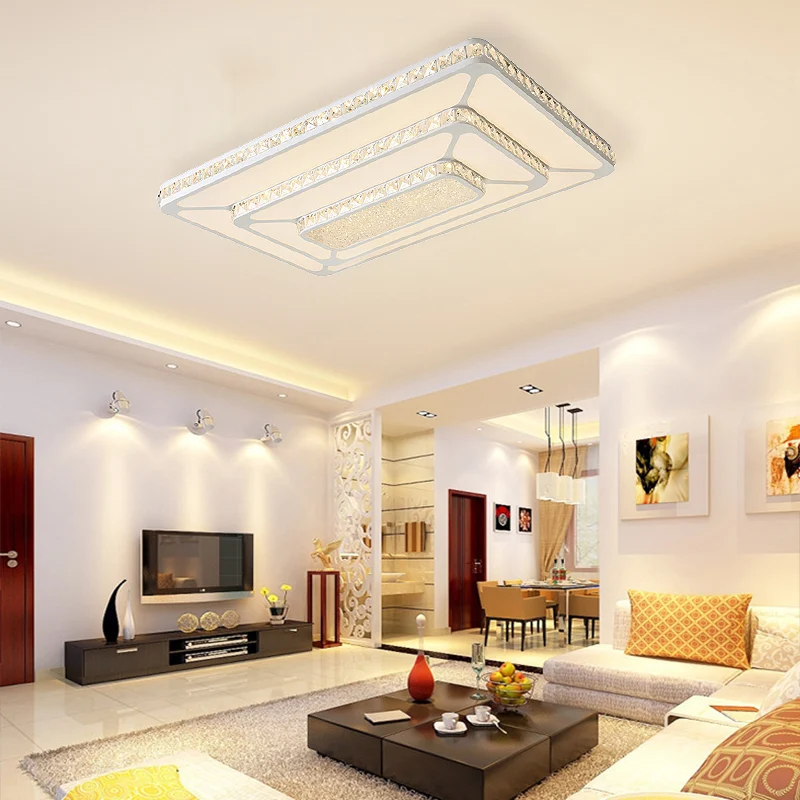 Éclairage de plafond à LED en cristal moderniste encastré rectangulaire blanc avec diffuseur en acrylique Clearhalo