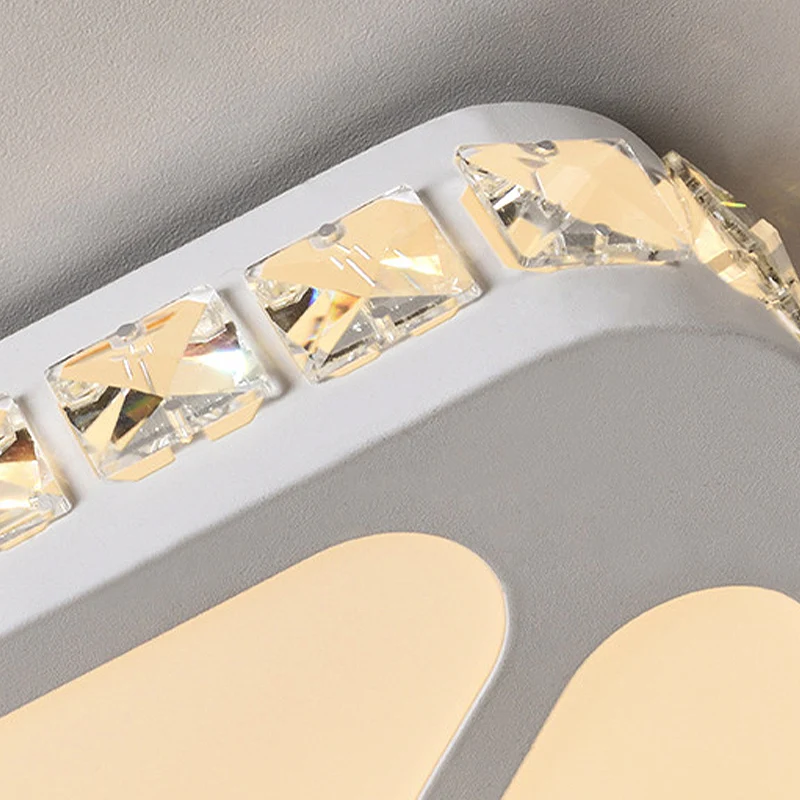 Éclairage de plafond à LED en cristal moderniste encastré rectangulaire blanc avec diffuseur en acrylique Clearhalo