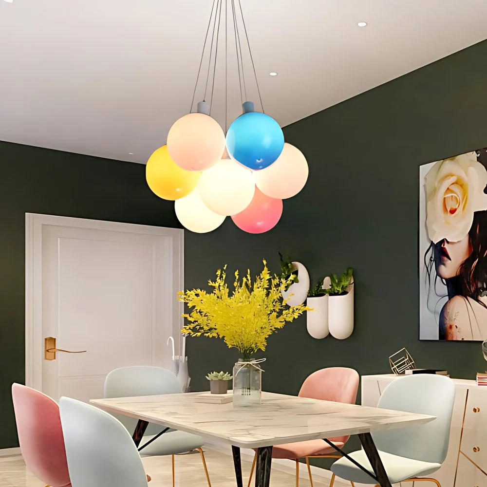 Éclairage suspendu en forme de ballon en acrylique, lampe suspendue multicolore de Style nordique Clearhalo