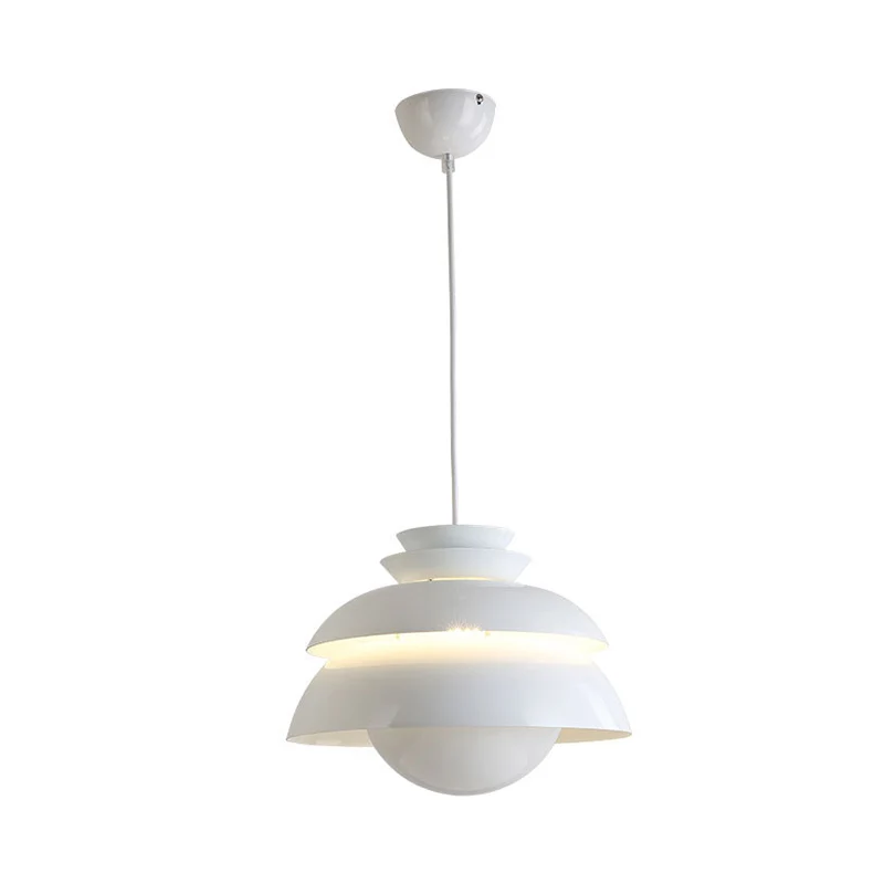 Éclairage suspendu large évasé en métal moderne, 1 ampoule, plafonnier blanc pour salle à manger Clearhalo