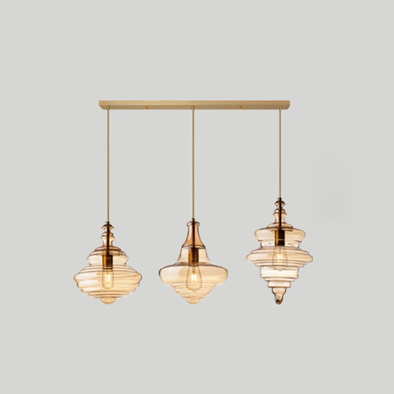 Éclairage suspendu moderne de bobine de verre de pendentif pour la table de salle à manger Clearhalo
