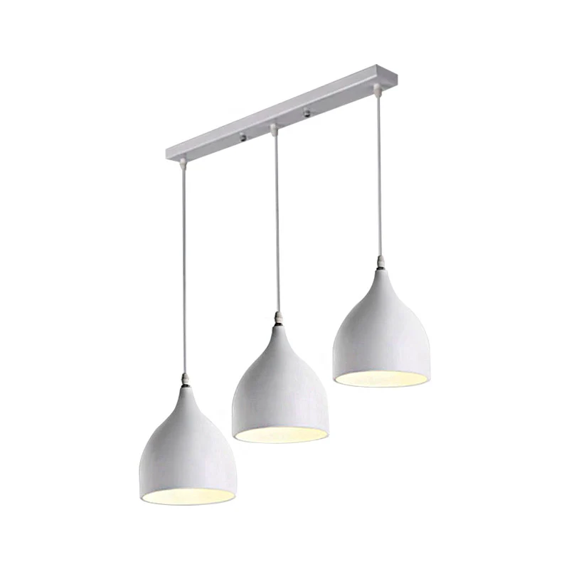 Éclairage suspendu de plafond métallique noir/blanc, abat-jour en dôme, 3 lumières, Style moderniste Clearhalo