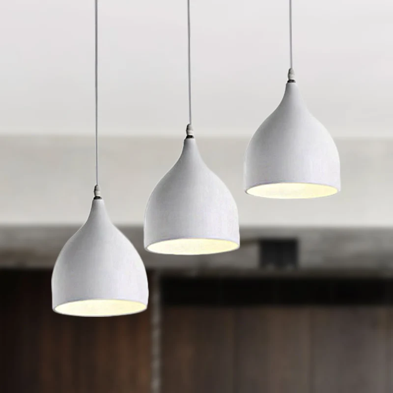 Éclairage suspendu de plafond métallique noir/blanc, abat-jour en dôme, 3 lumières, Style moderniste Clearhalo