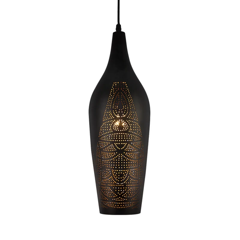 Éclairage suspendu sculpté Lampe à suspension de plafond décorative en métal à 1 ampoule en noir Clearhalo