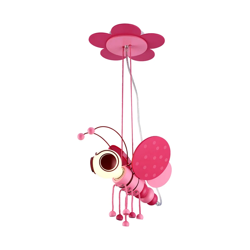 Éclairage à suspension en forme d'abeille de style enfant Plafonnier suspendu métallique à 1 lumière pour chambre d'enfant...