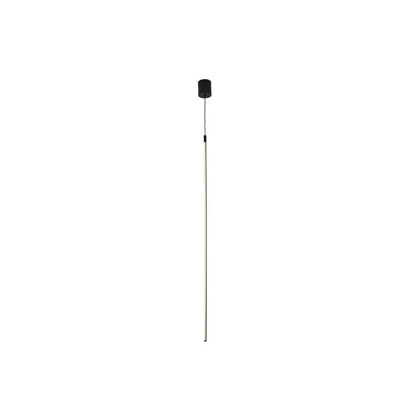Éclairage de suspension linéaire de chambre à coucher en métal pendant de bâton de LED de style minimaliste en noir Clearhalo