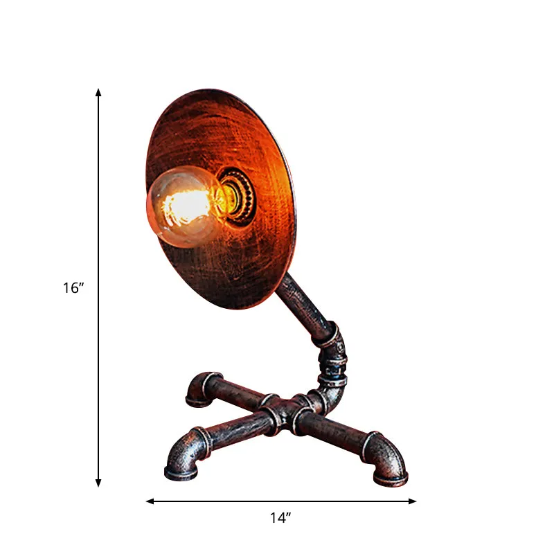 Éclairage de table à abat-jour métallique rond avec base en forme de tuyau, éclairage de table de restaurant antique et él...