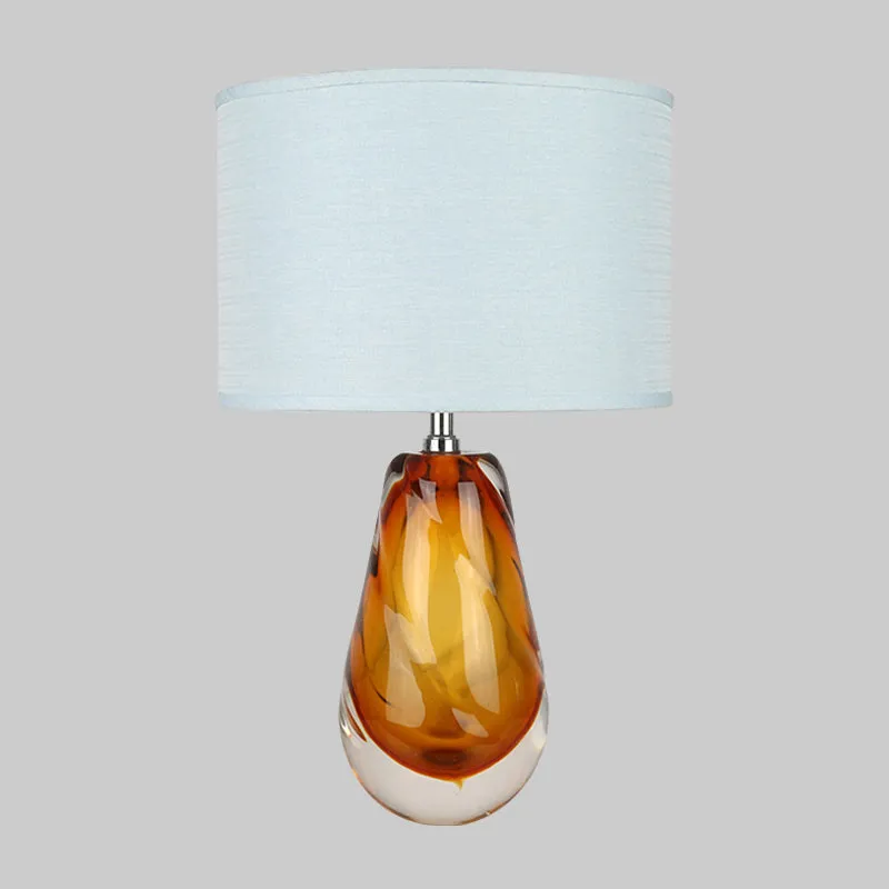 Éclairage de table de chevet à tambour blanc, veilleuse contemporaine en cristal K9 à 1 lumière pour chambre à coucher Cle...